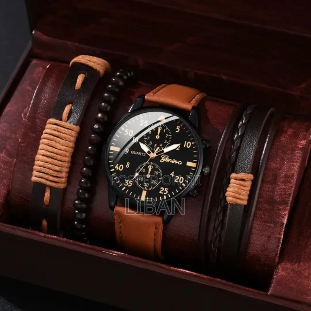 Man Business Luxury Watches Set Leather Casual Clock Fashion