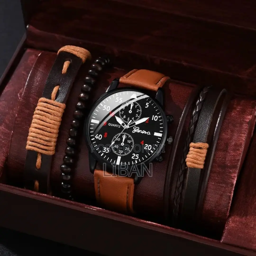 Man Business Luxury Watches Set Leather Casual Clock Fashion