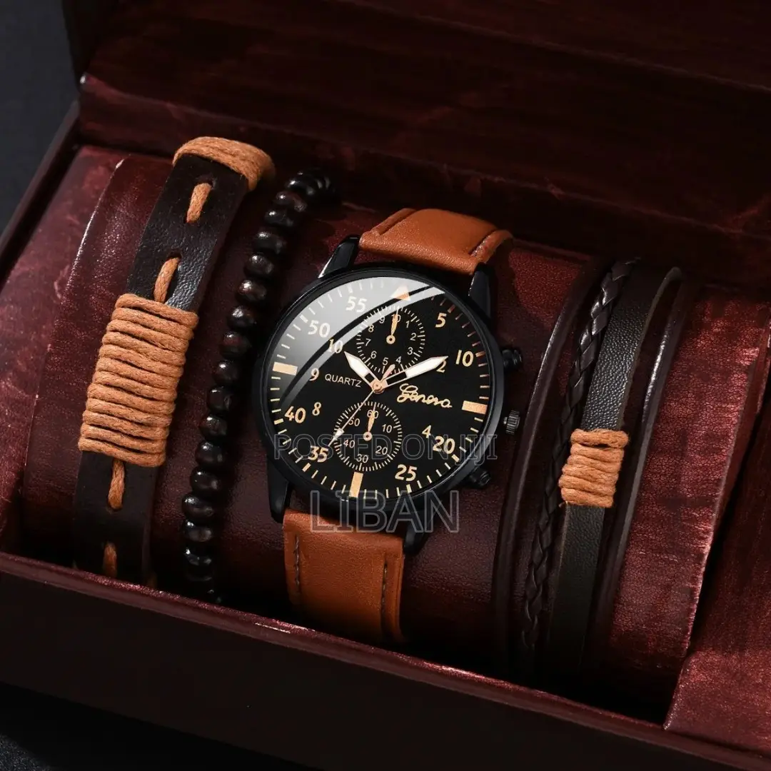 Man Business Luxury Watches Set Leather Casual Clock Fashion