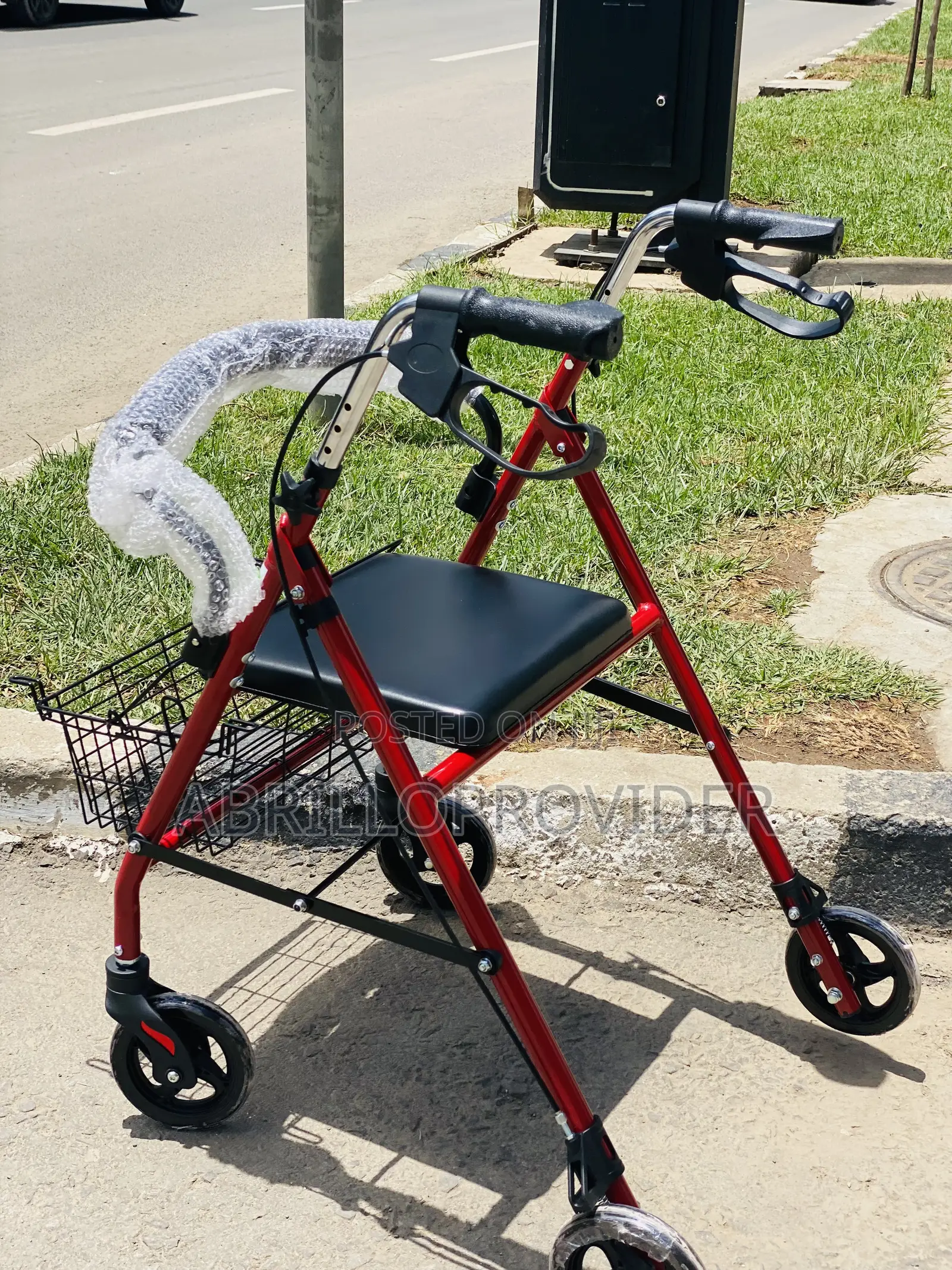 Wheels, Walker For The Elderly , Foldable And Padded Seat, Burgundy