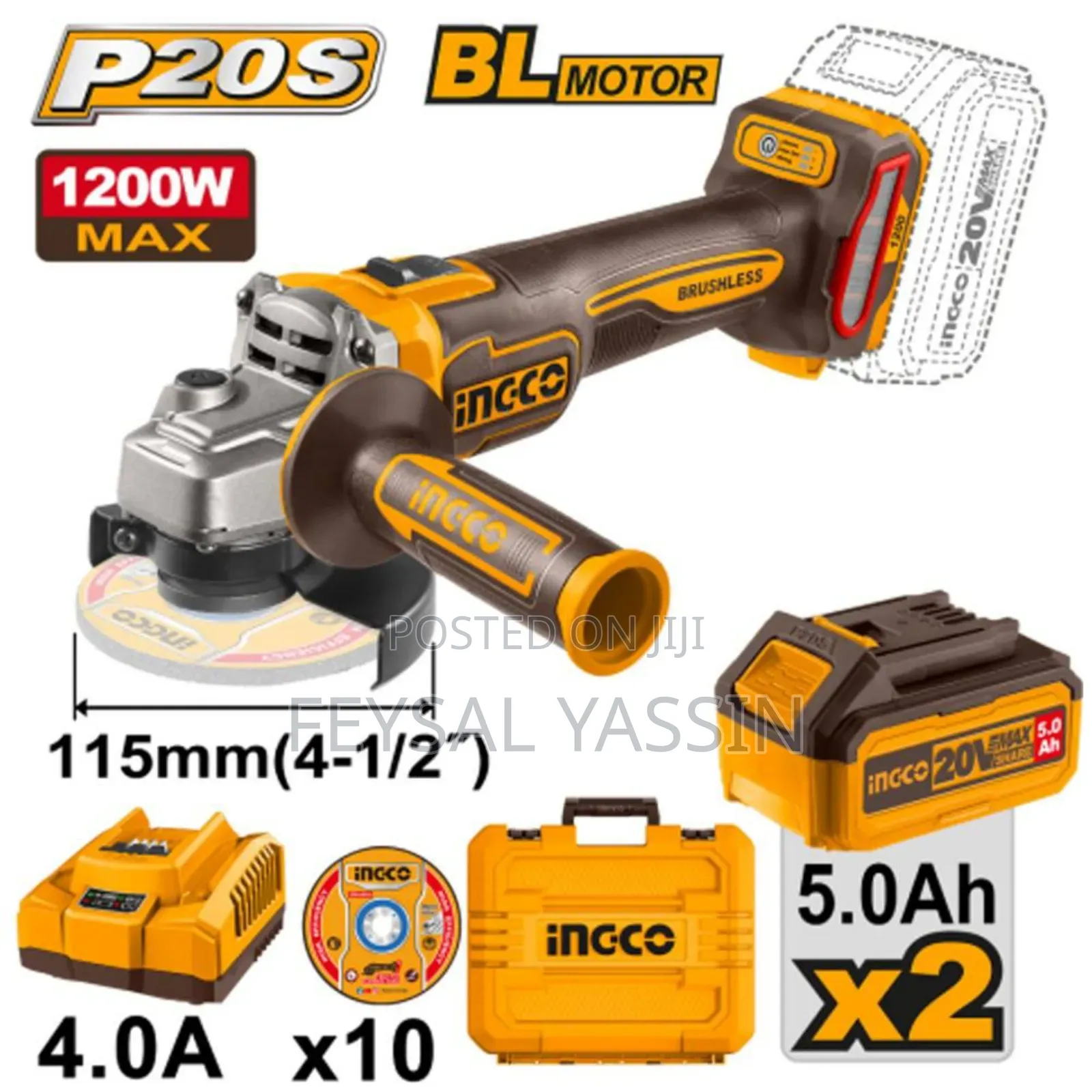 Ignco Chargeable Angle Grinder