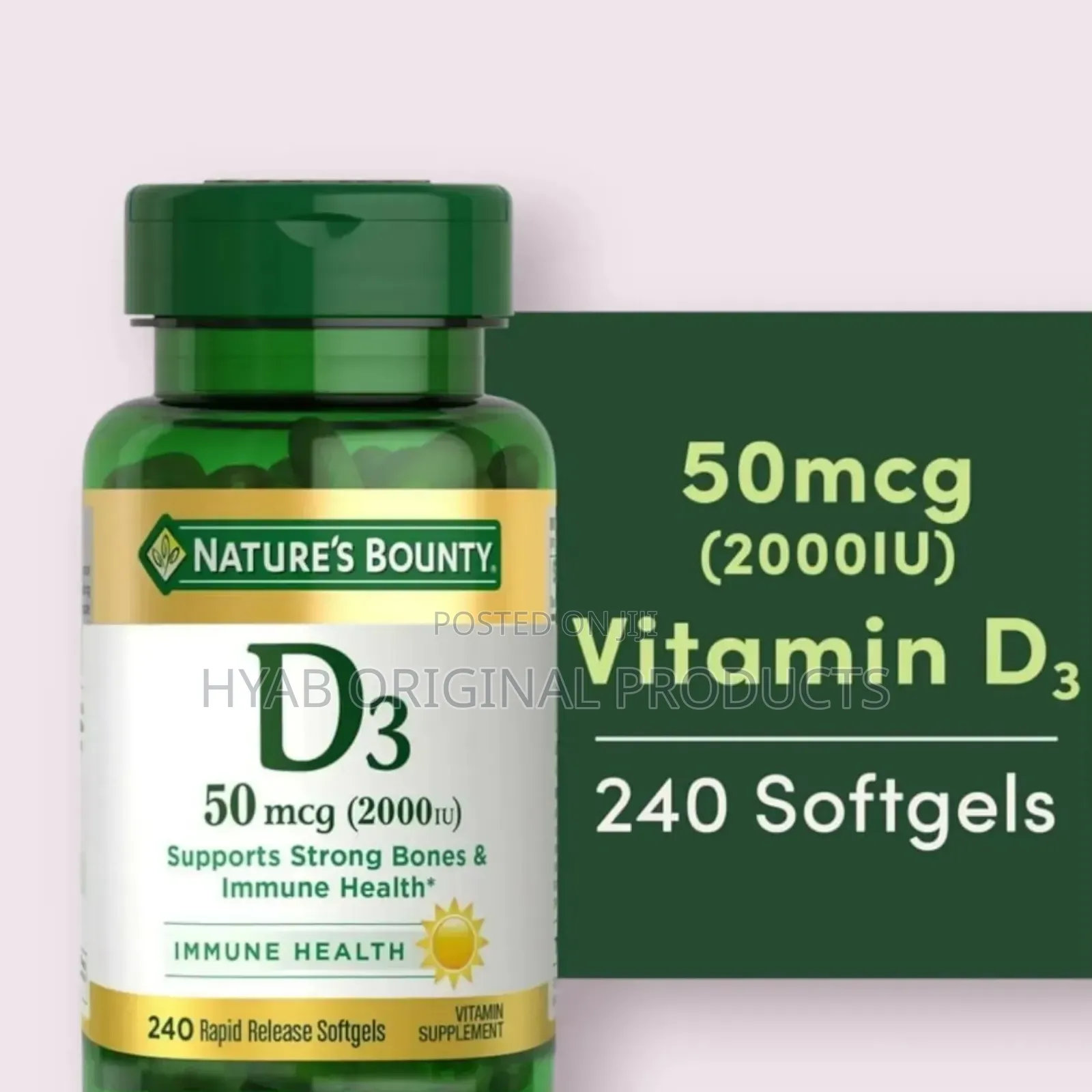Nature's Bounty Vitamin D3 50 MCG 2000 Iu Softgels, Immune Bone