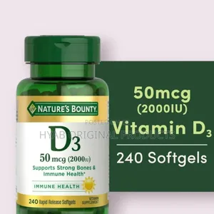 Nature's Bounty Vitamin D3 50 MCG 2000 Iu Softgels, Immune Bone