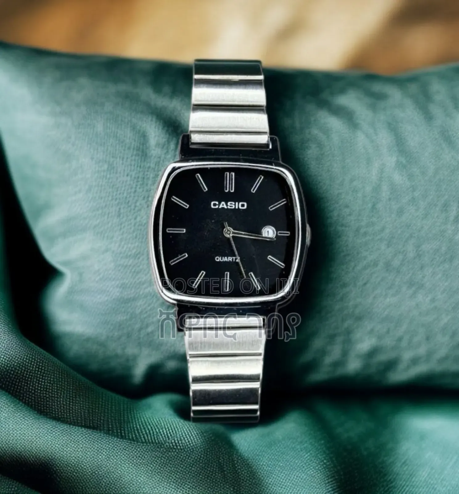 Original Casio Quartz Square Dial Men's Steel Watch - Silver