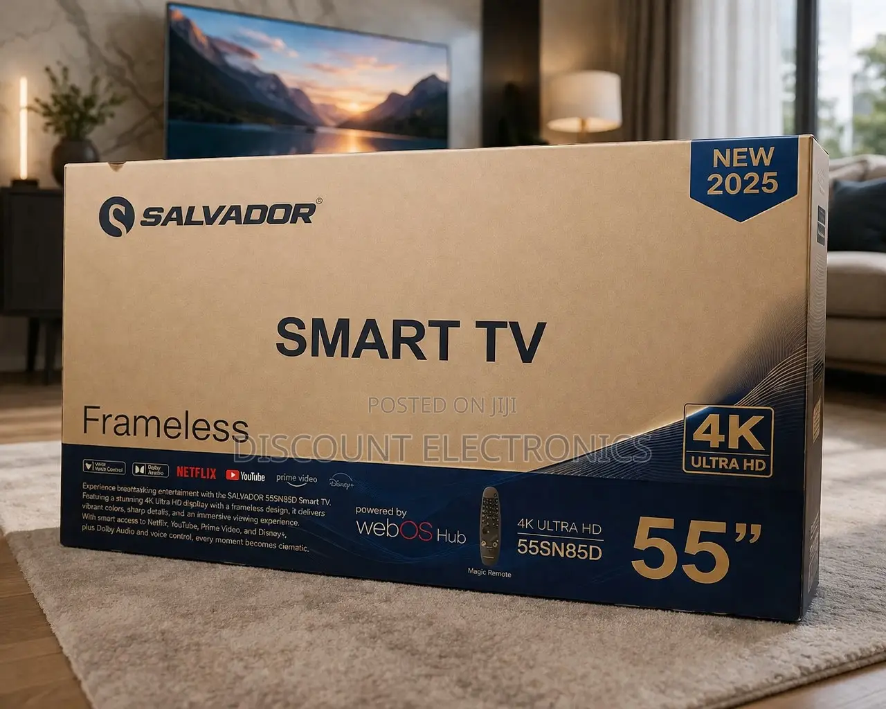 Salvador 55” Frameless Smart Tv – Ultra Hd (2025 Model)
