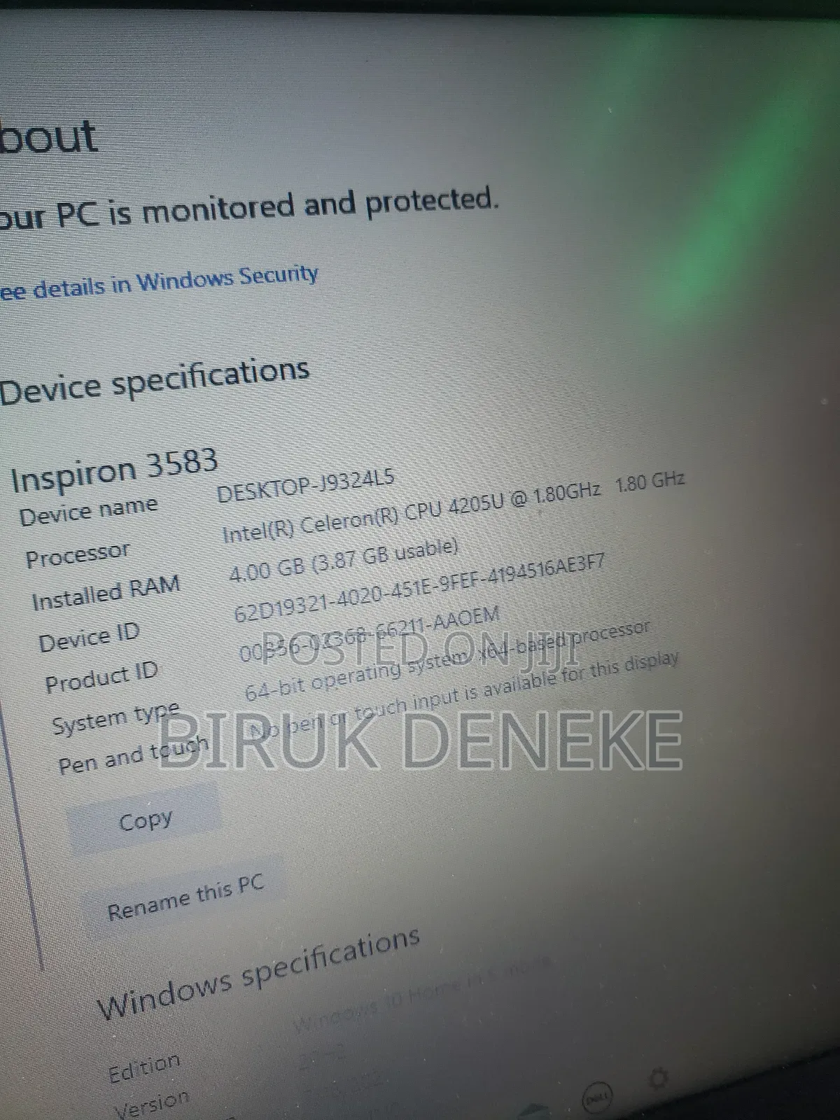 Laptop Dell Inspiron 15 4GB Intel Celeron SSD 128GB