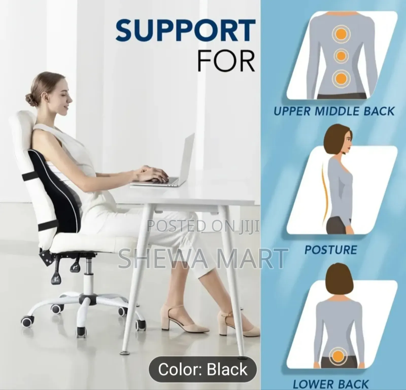 Ergonomic Lumbar Support Cushion Designed for Office Chairs, Featuring