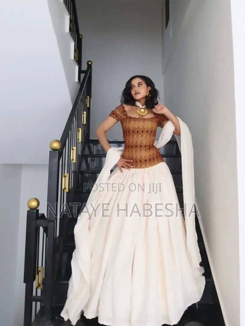 የሀገር ባህል ልብሶች የሀበሻ ቀሚስ Habesha Kemis Chiffon Traditional Dressየሐበሻ ልብስ