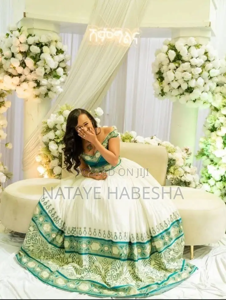 የሀገር ባህል ልብሶች የሀበሻ ቀሚስ Habesha Kemis Chiffon Traditional Dressየሐበሻ ልብስ