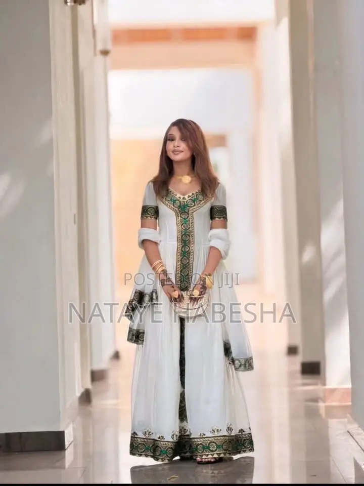 የሀገር ባህል ልብሶች የሀበሻ ቀሚስ Habesha Kemis Chiffon Traditional Dressየሐበሻ ልብስ