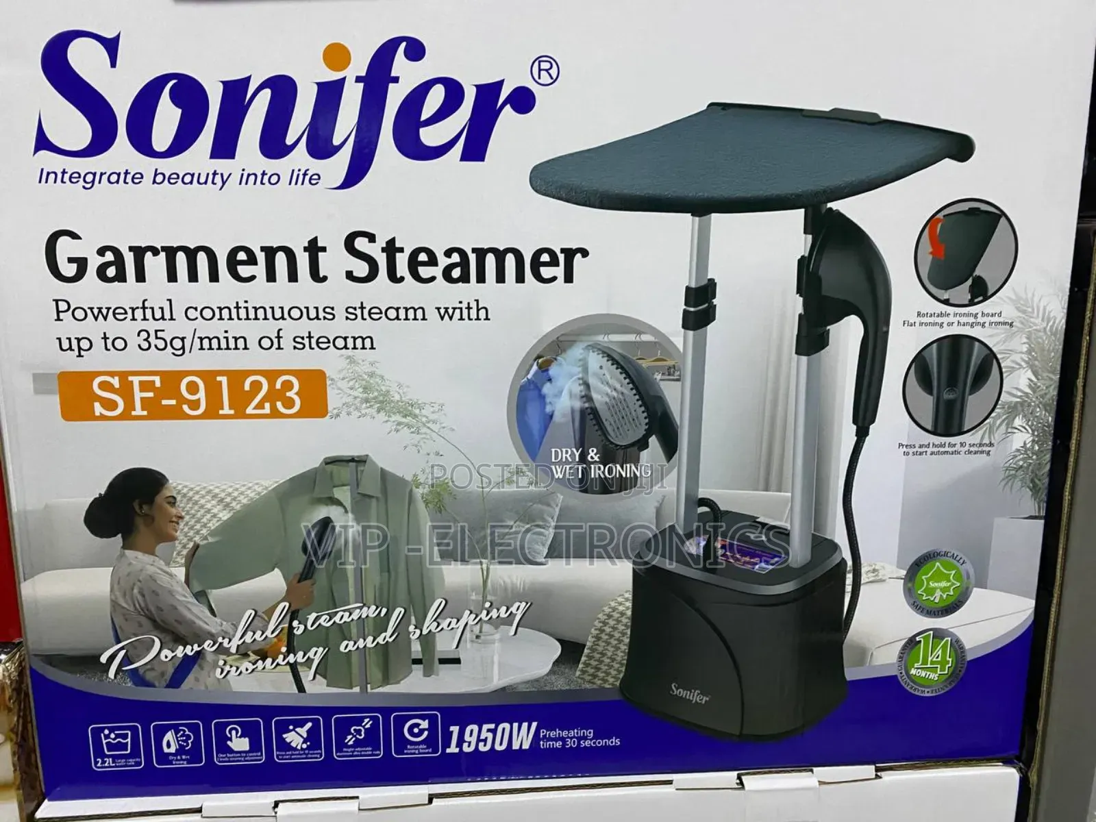 Sonifer Garment Steamer 2.2 Liter 1950w Powerful Fast Wrinkle Remover