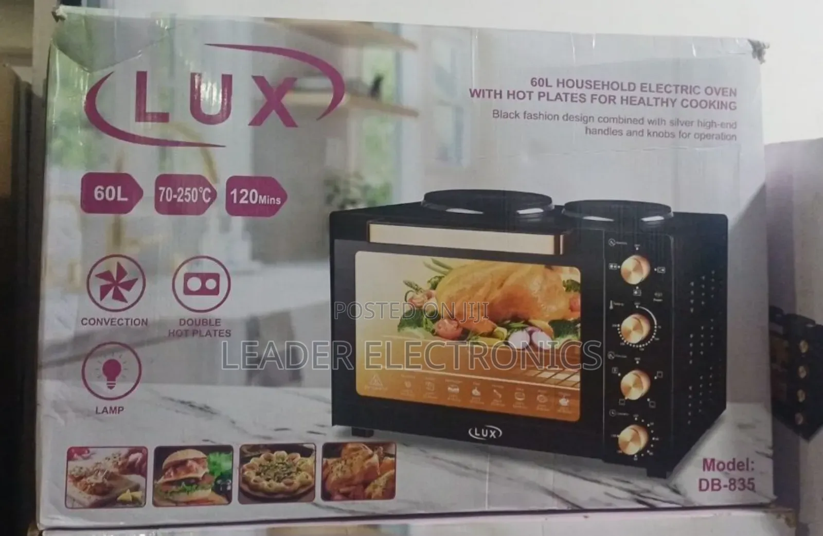 Lux Mini Oven 60 L – Large Capacity Electric Oven With Two Hotplates