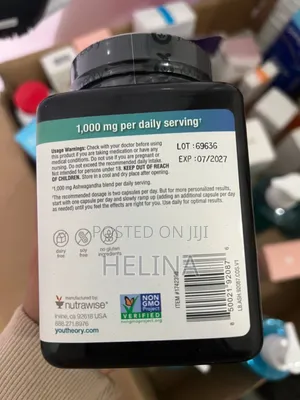 1000mg Per Daily Serving Ashwaganda 180 Capsules Original From Usa