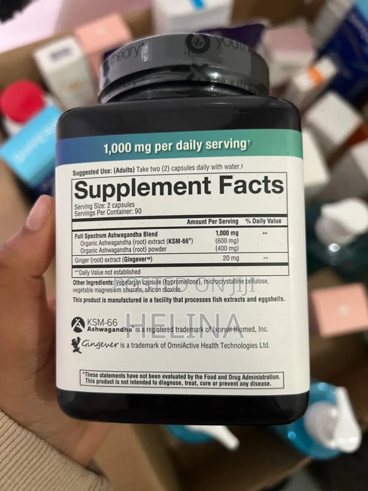 1000mg Per Daily Serving Ashwaganda 180 Capsules Original From Usa