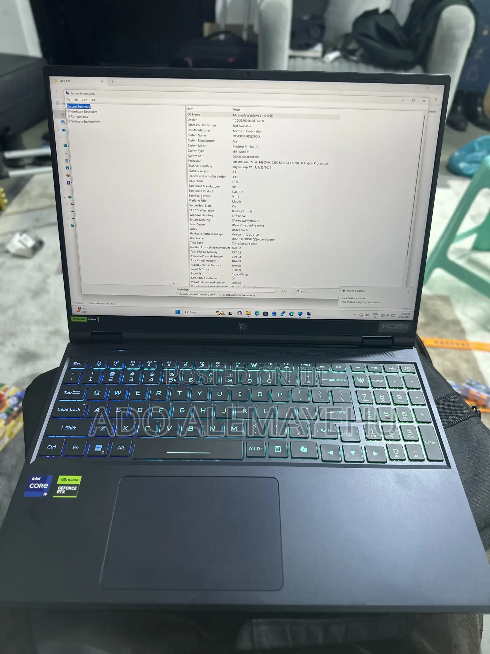 New Laptop Acer Predator Helios Neo 16 18GB Intel Core i9 SSD 1T