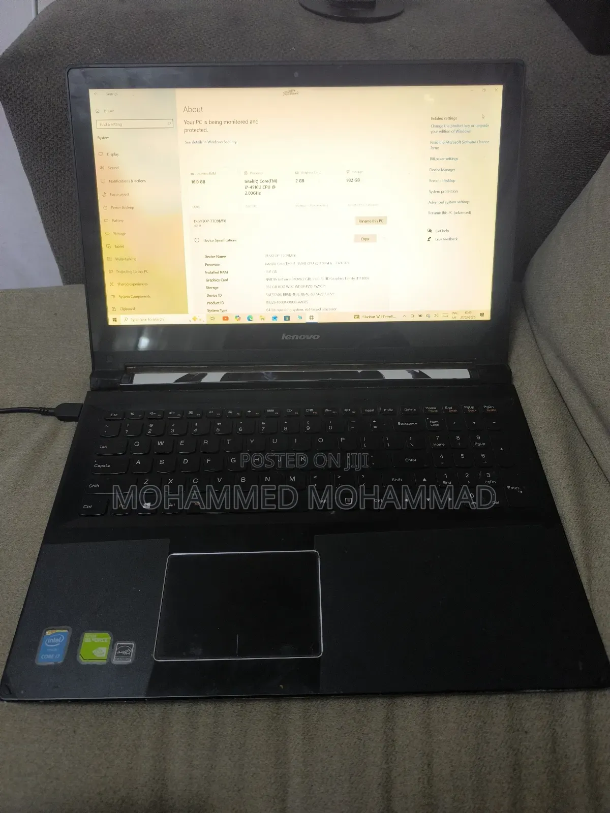 Laptop Lenovo 16GB Intel Core 7 HDD+SSD 1T