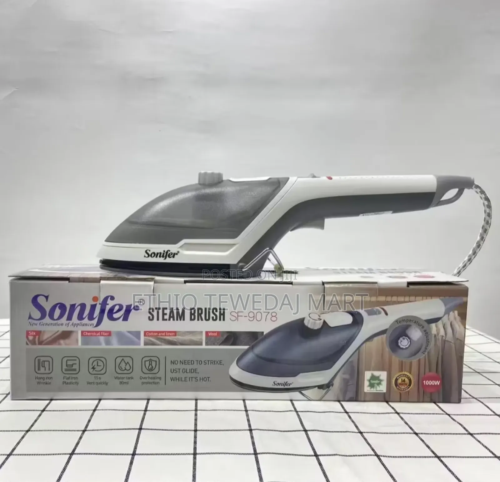 Sonifer 1000w Portable Mini Handheld Garment Steamer Iron ሶኒፈር ካውያ