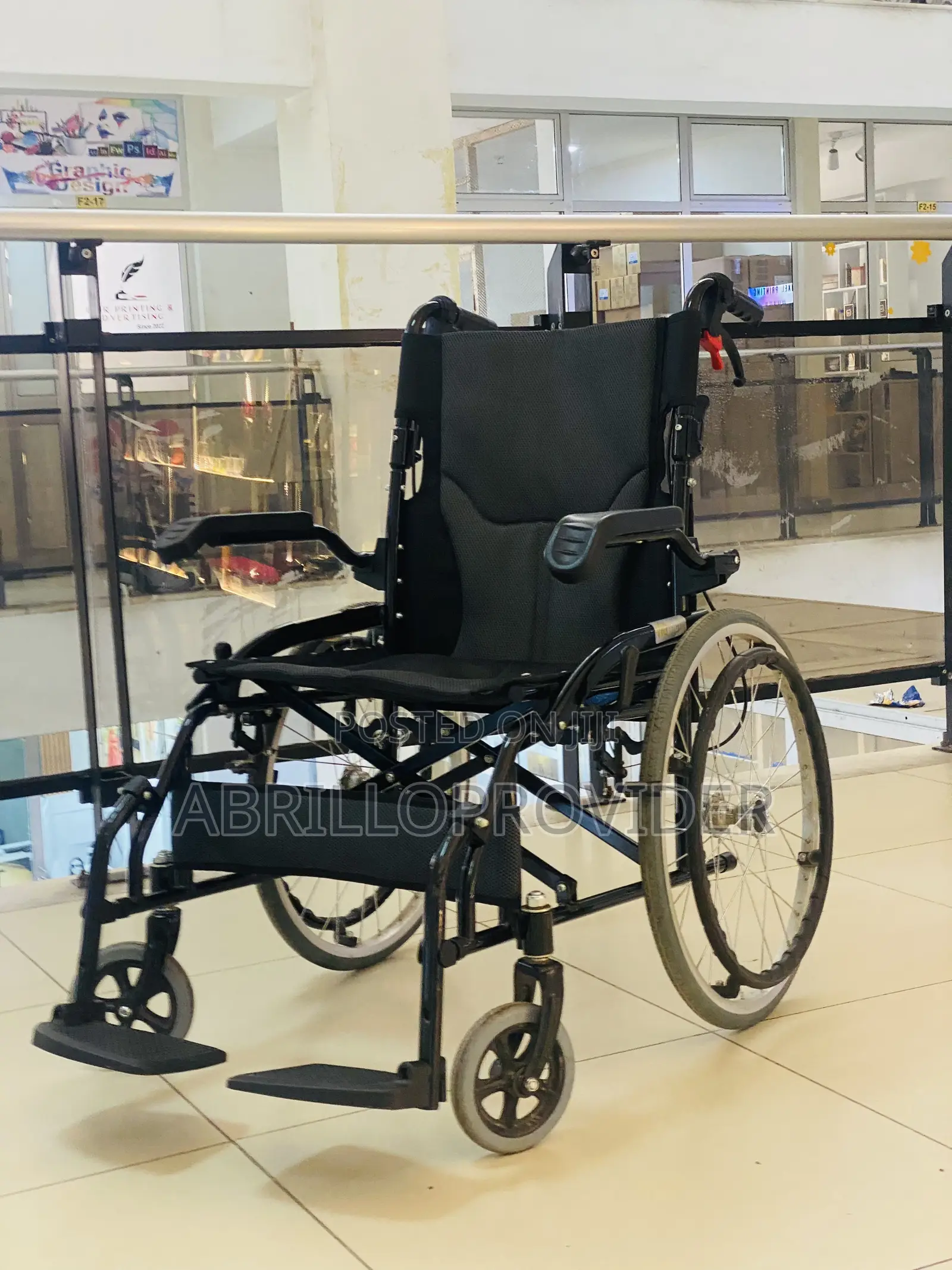 Manual Wheelchair Red With Printed Upholstery Theater