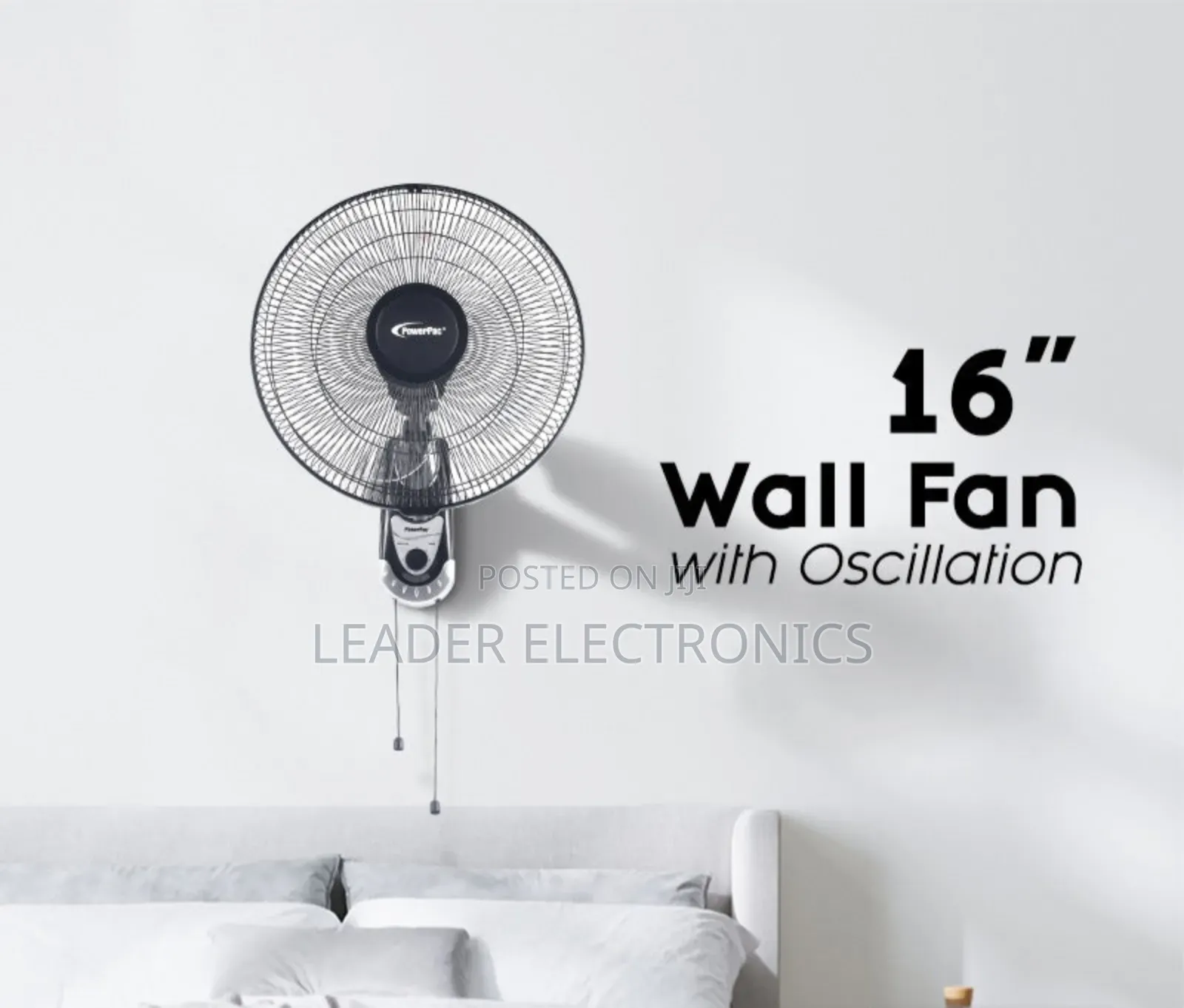 Crown 16" Wall Fan – Powerful Space Saving Cooling
