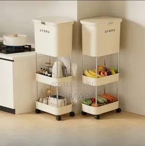 3-Layer Kitchen Storack and Trash Can
