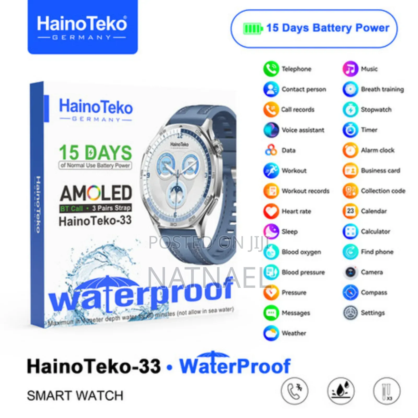 Hainoteko-33 Waterproof Smartwatch