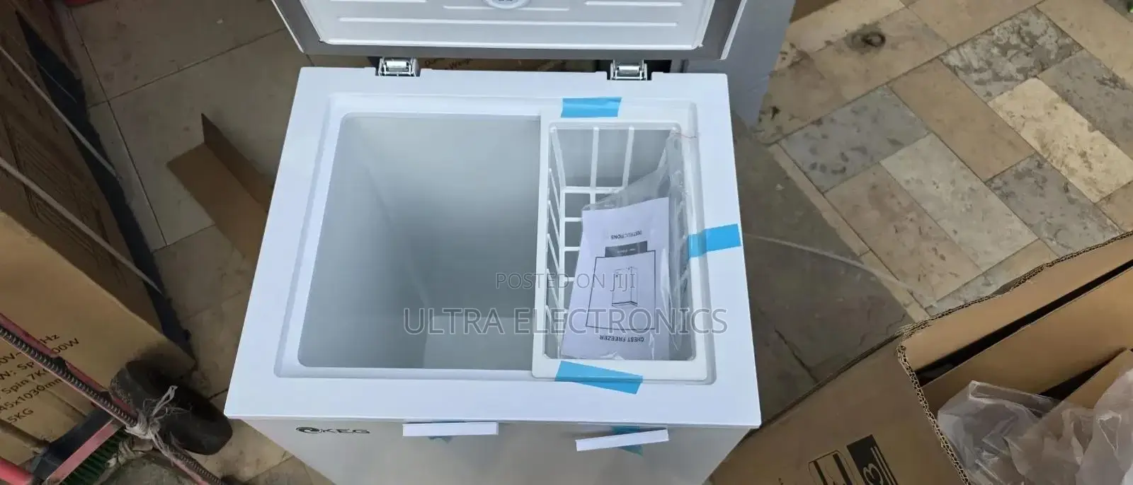 Keg Chest Freezer, Likely the 120 -Litre Model.Capacity: Approximately