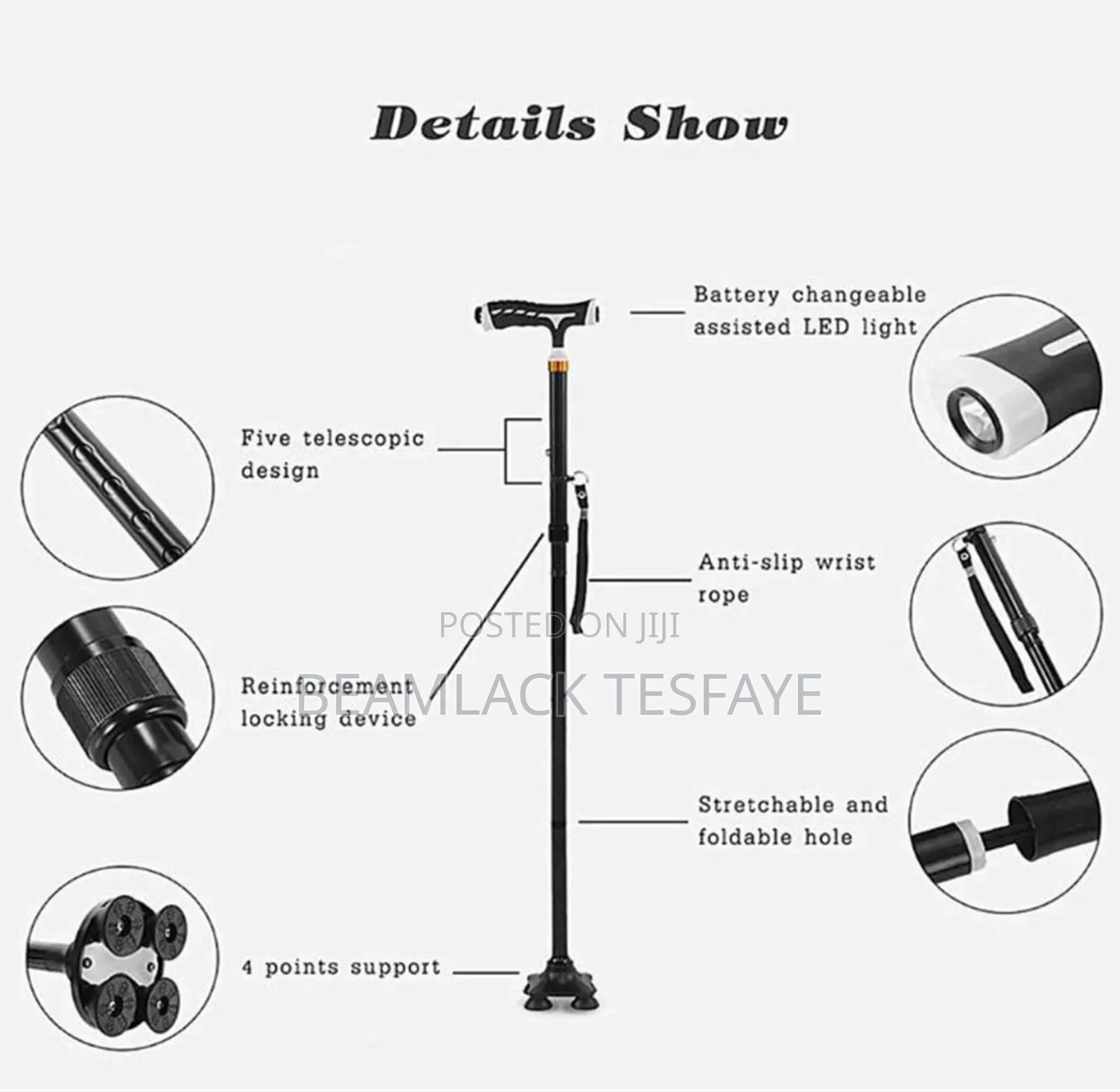 Telescopic Elderly Crutch