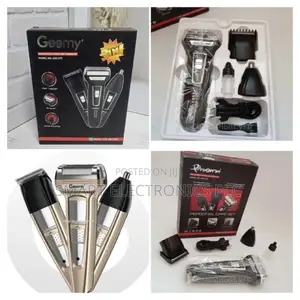 የፀጉር ማሽን Geemy Gm-573 Is a 3-in-1 Rechargeable Shaver and Trimmer Set