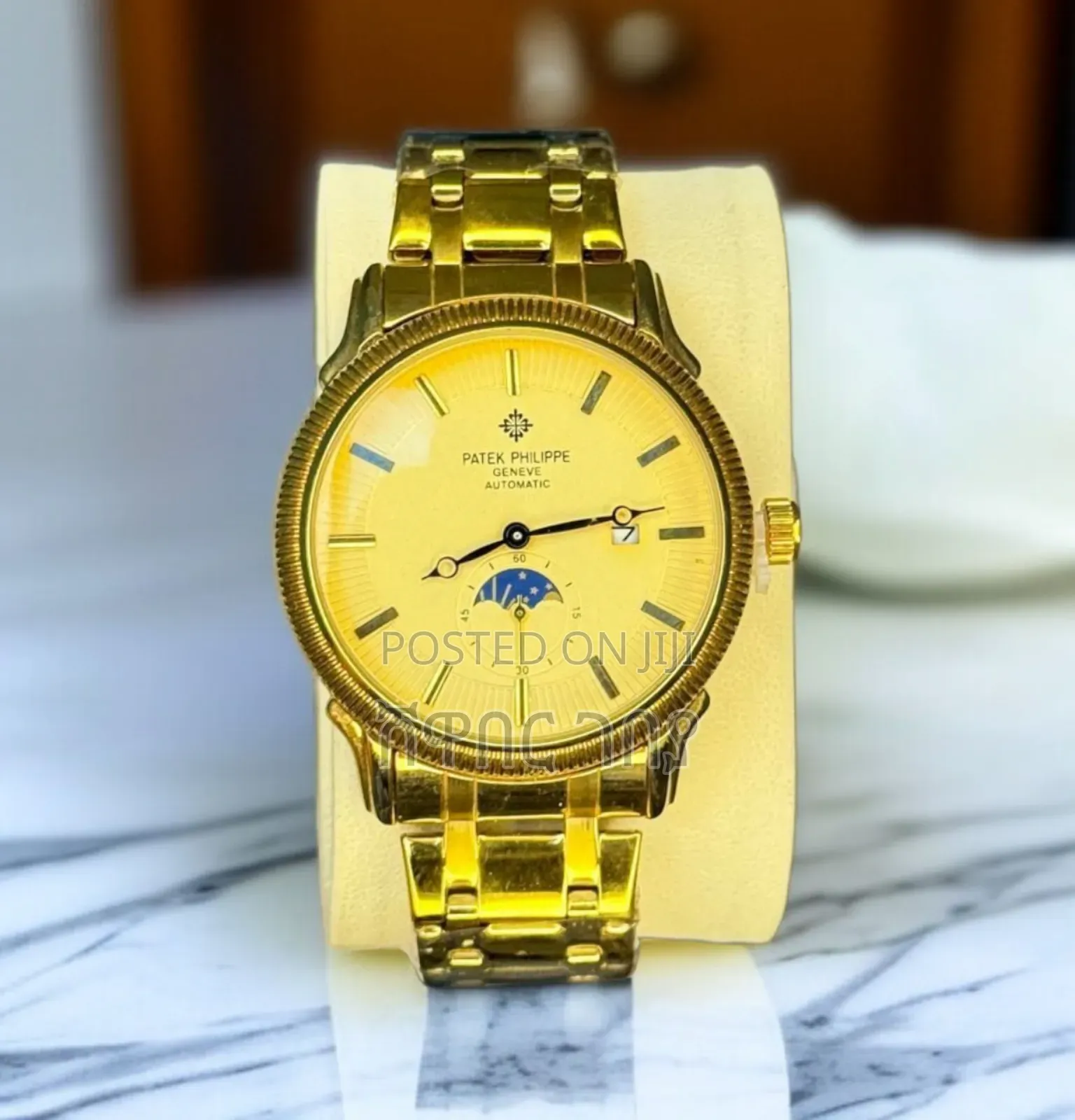 Luxury Patek Philippe Geneve Automatic Watch - Gold Moonphase