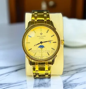 Luxury Patek Philippe Geneve Automatic Watch - Gold Moonphase