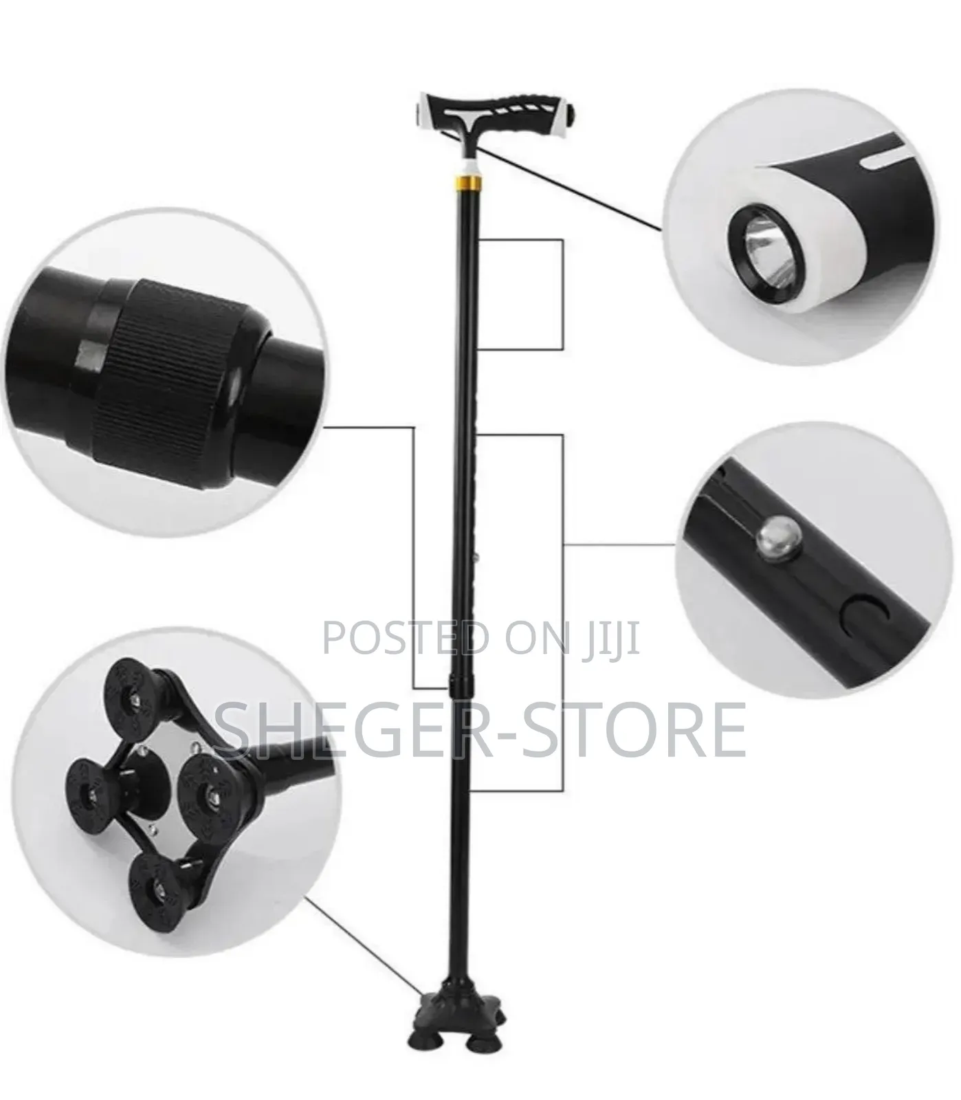 Brand New Telescopic Elderly Crutch (ከአልሙኒየም የተሰራ ከዘራ)