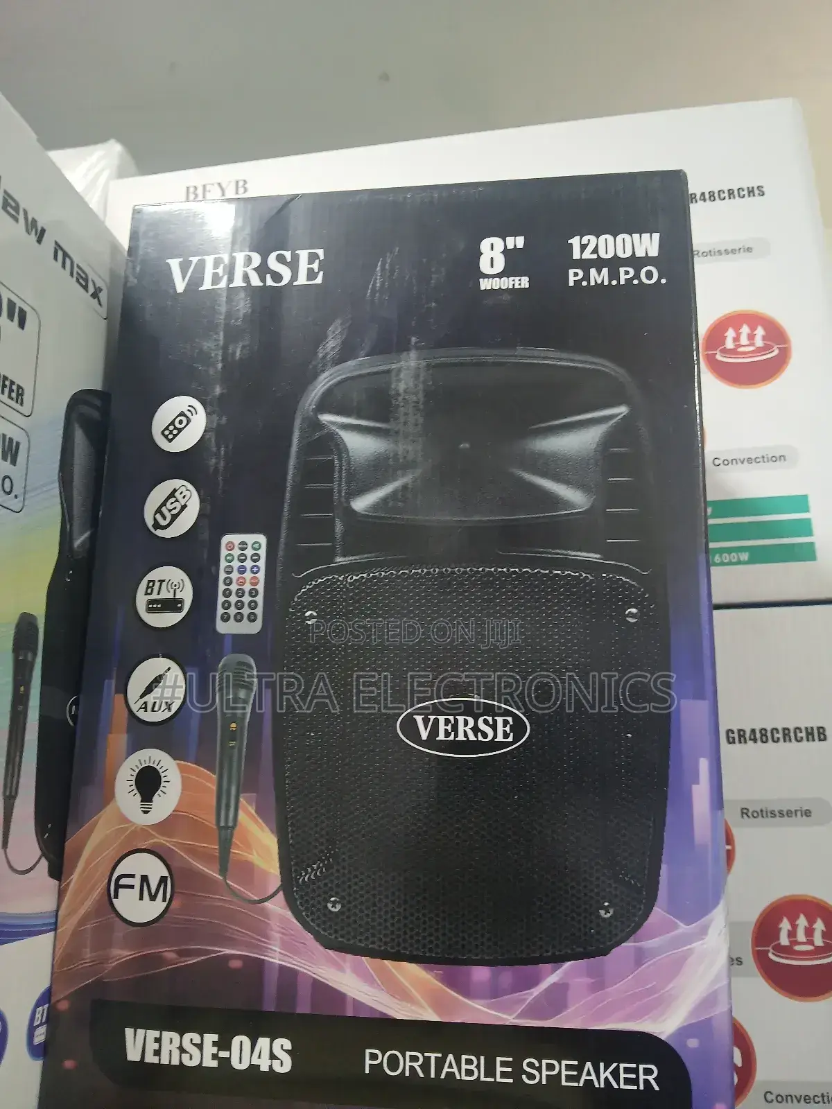 Speaker Verse Brand 8-Inch Portable Bluetooth Speaker.