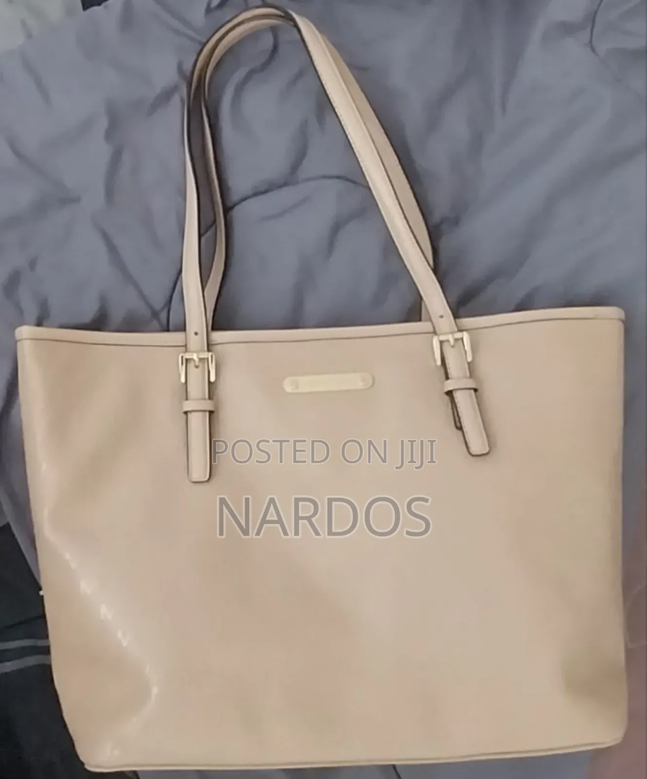 Michael Kors Beige Coated Canvas Leather Trim Mk Printed Tote Bag