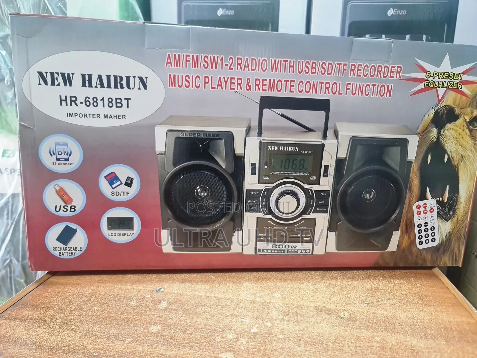 New Hairun Hr-6818bt Am/Fm/Sw1-2 Radio and Music Player.