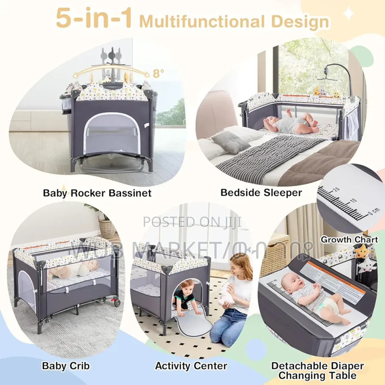 4 In 1 Baby Bed-ተጣጣፊ የልጆች አልጋ