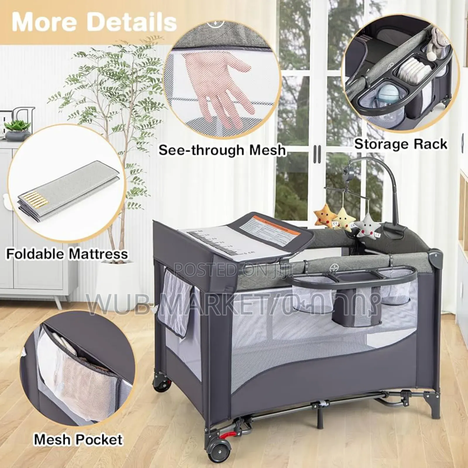4 In 1 Baby Bed-ተጣጣፊ የልጆች አልጋ