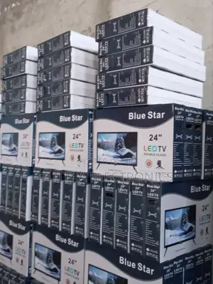 Blue Star 24" Led Tv Featured on Its Packaging Box.