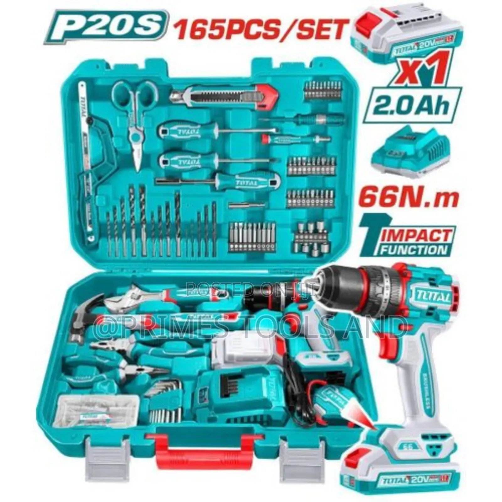 Total P20s 20v Brushless Cordless Impact Drill 165-Piece Hand Tool