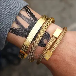 Retro Roman Digital Weave Square Cross Men's Bracelet