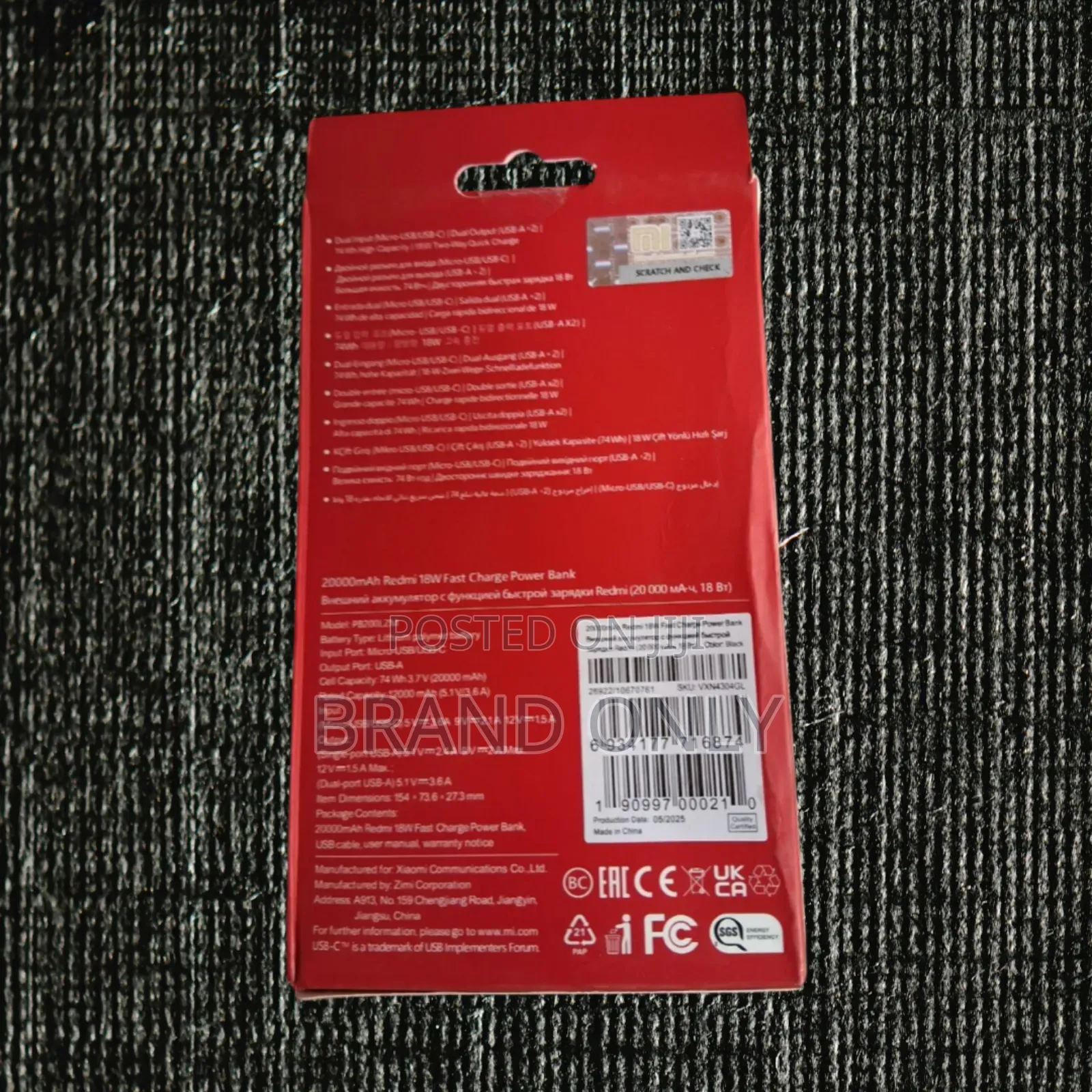 Long-Lasting 20,000mah Redmi Fast Charge Bank