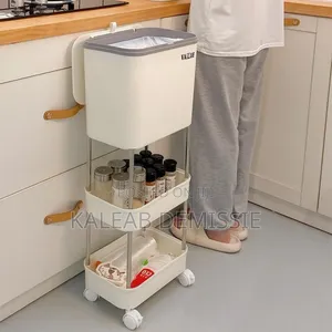 3-Layer Kitchen Storack and Trash Can