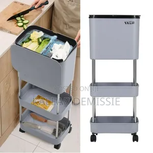 3-Layer Kitchen Storack and Trash Can