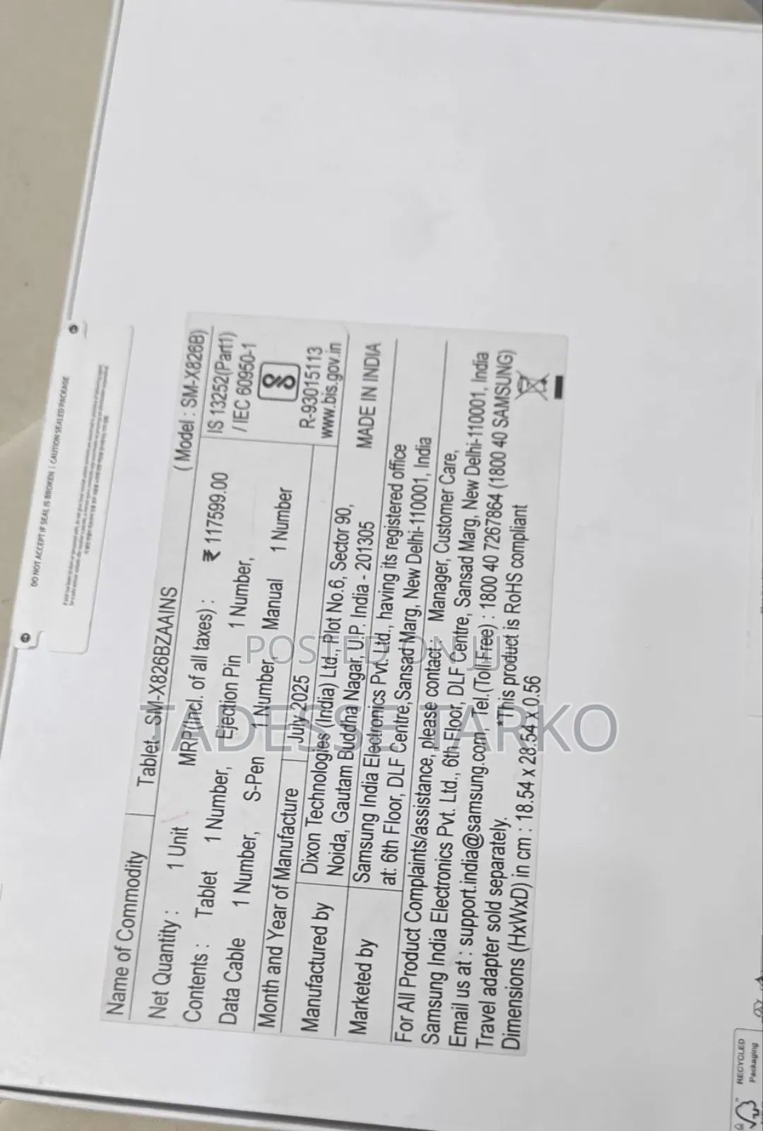 New Samsung Galaxy Tab S10+ 5G 256 GB Silver