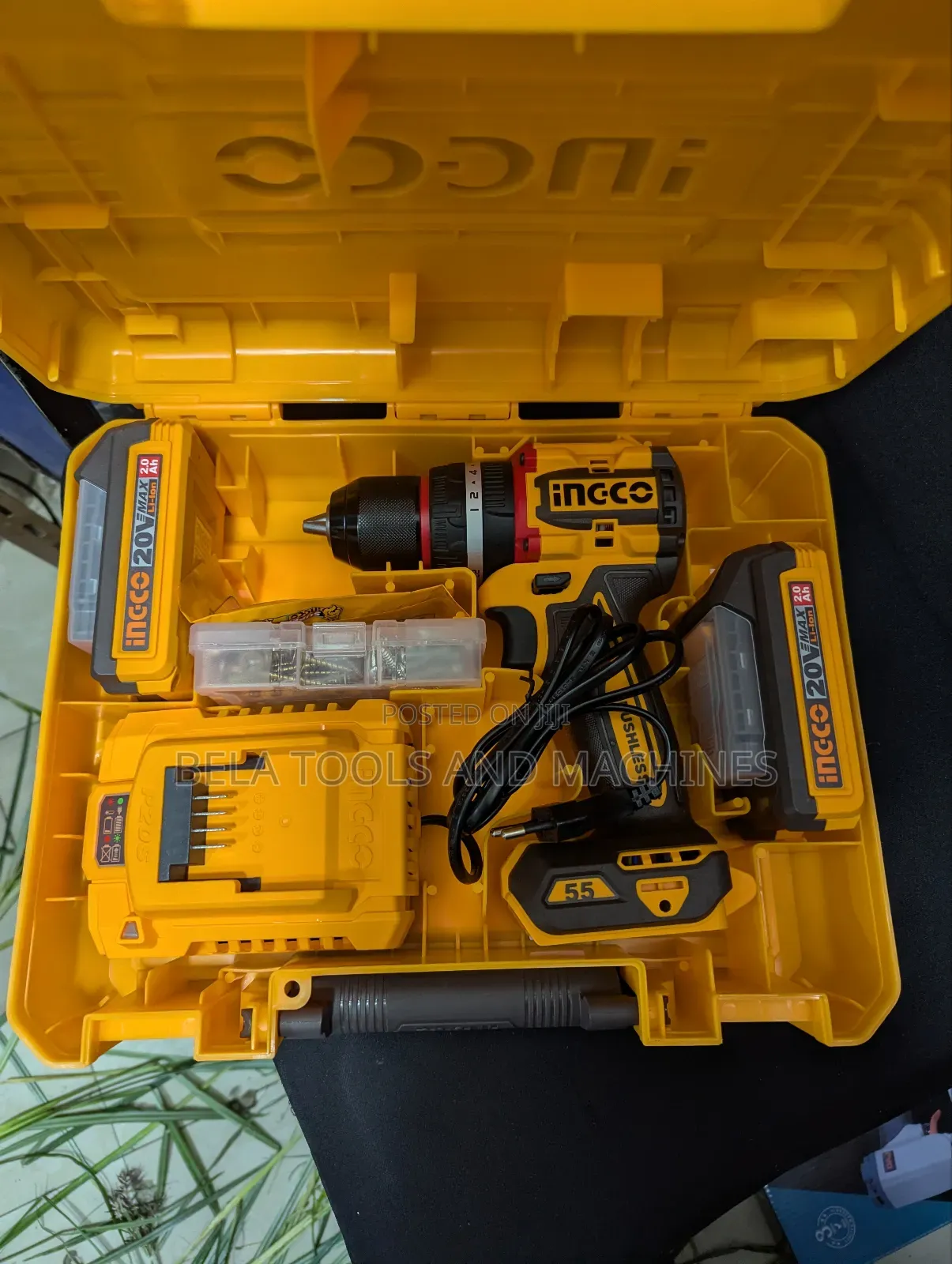 Ingco Cordless Brushless Drill 20v 55nm Chargeable Drill