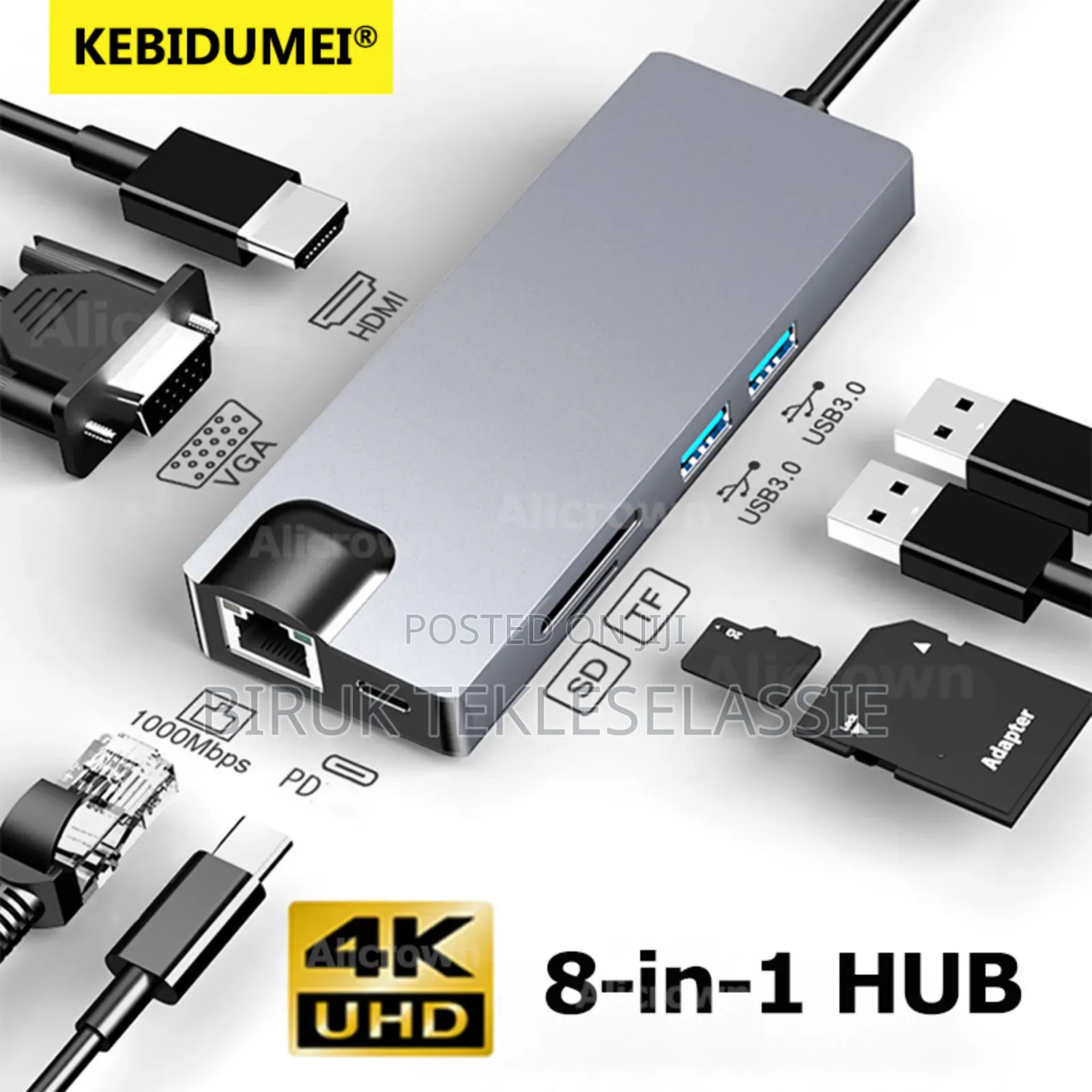 8 in 1 Type C Adapter With Vga