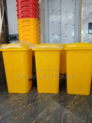 Garbage Yellow Industrial Wheeled Waste Container, Often as a Medical