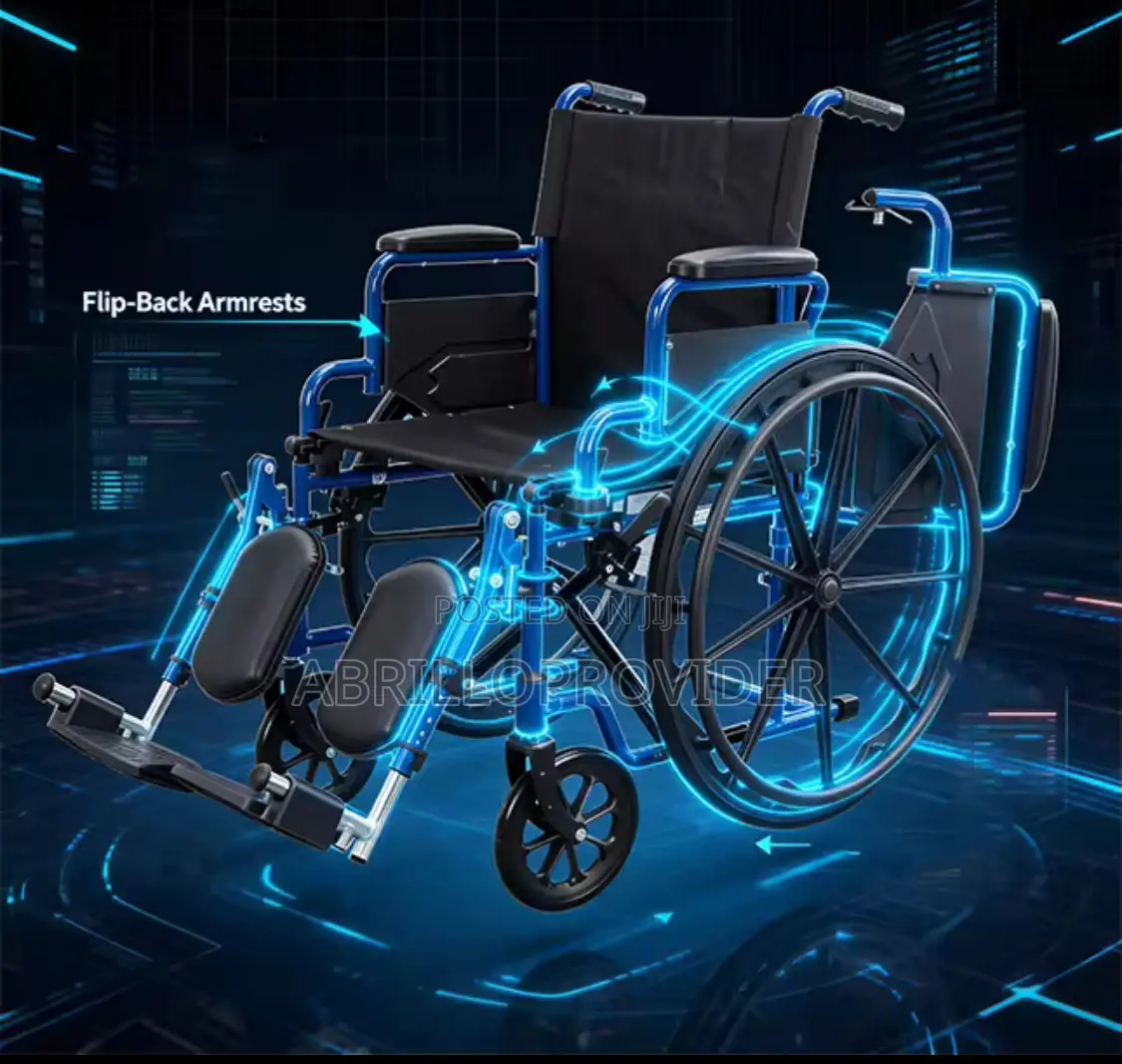 Manual Wheelchair 24 Inch Pu Rear Wheel Steel Folding Wheelchair