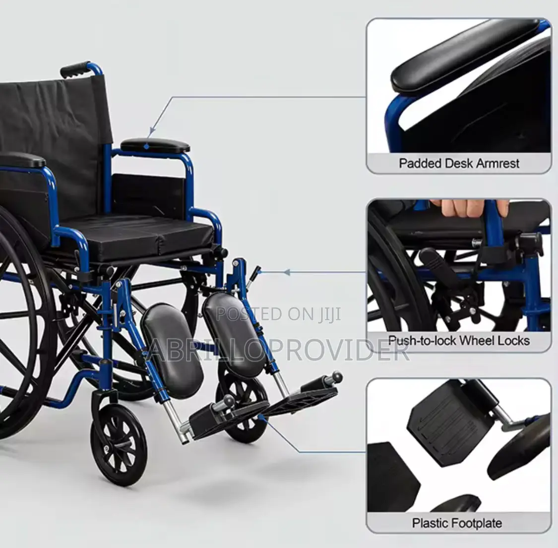 Wheelchair 24 Inch Pu Rear Wheel Steel Folding Wheelchair 136kg