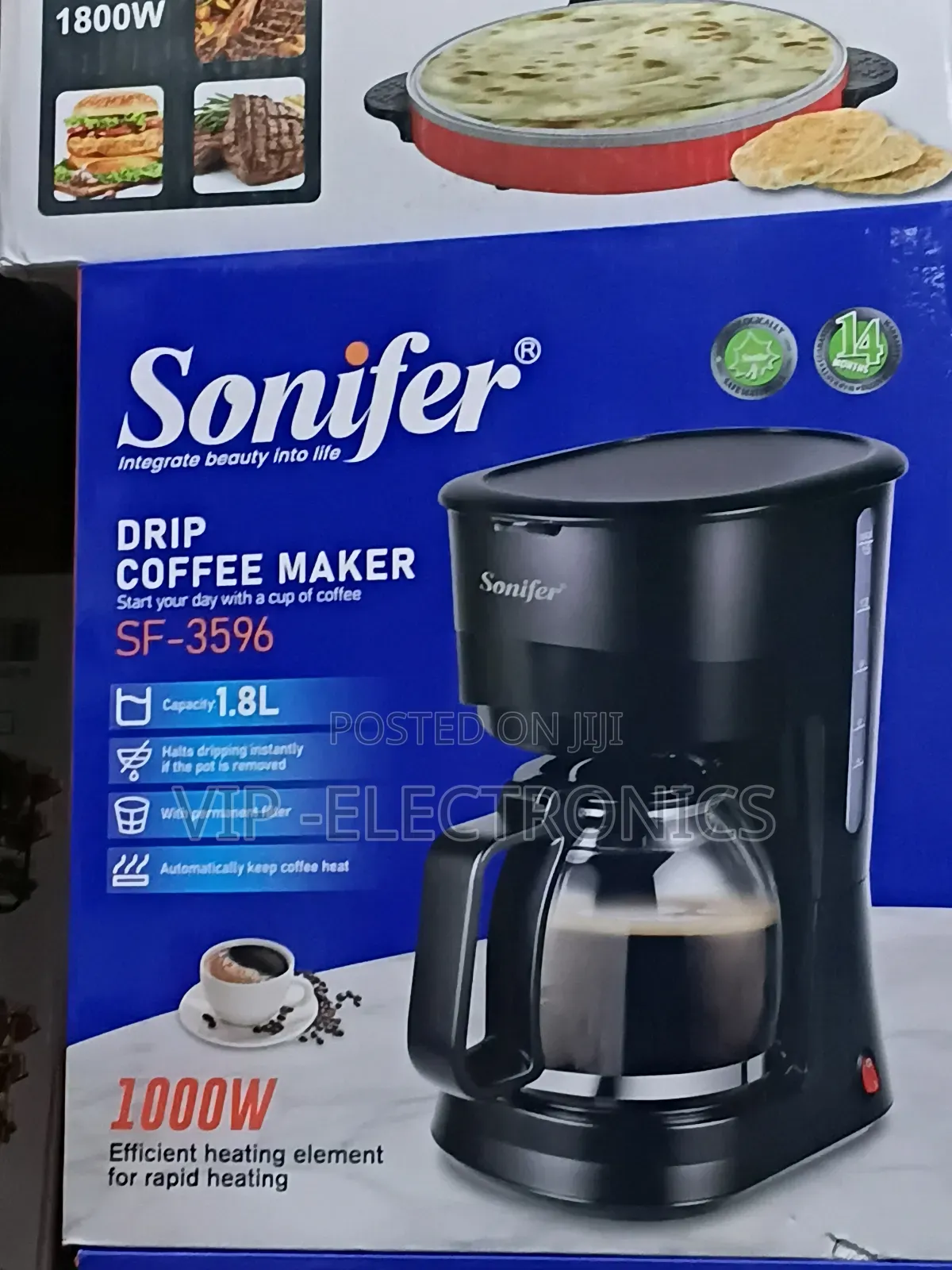 Sonifer Drip Coffee Maker (Model Sf-3596). It Features a Sleek