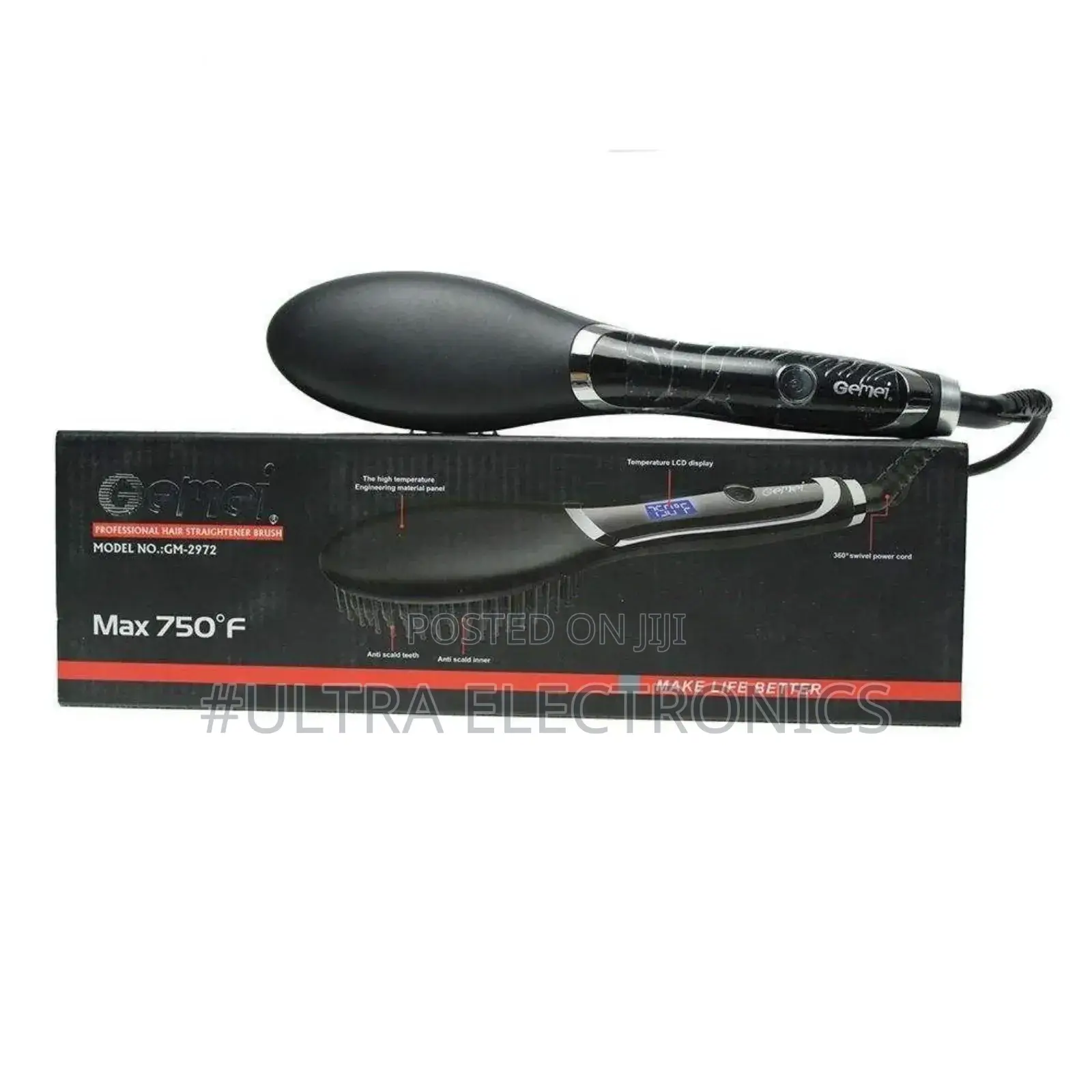 የፀጉር ማበጠሪያ Gemei Professional Hair Straightener Brush, Specifically